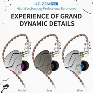 erjigo KZ ZSN Pro Dynamic Hybrid Dual Driver in Ear Earphones Detachable Tangle-Free Cable Musicians in-Ear Earbuds Headphones (Blue Without Mic)