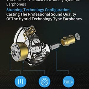 erjigo KZ ZSN Pro Dynamic Hybrid Dual Driver in Ear Earphones Detachable Tangle-Free Cable Musicians in-Ear Earbuds Headphones (Blue Without Mic)