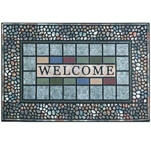 chichic rectangle entrance door mat large 24 x 36 inch entry way high traffic area doormat front door rugs outdoors heavy duty welcome mat, non slip rubber back low profile for garage