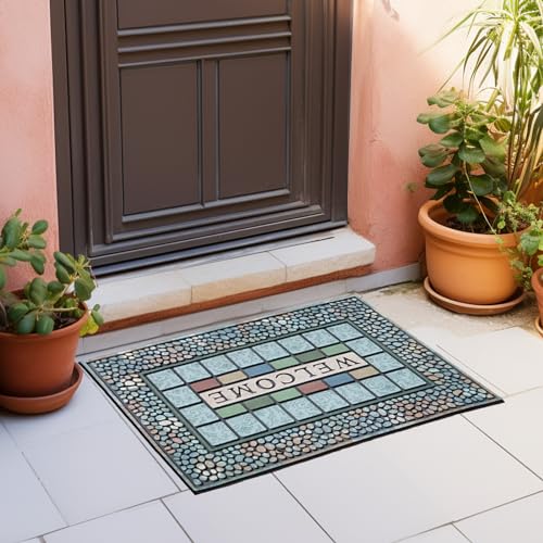 CHICHIC Rectangle Entrance Door Mat Large 24 x 36 Inch Entry Way High Traffic Area Doormat Front Door Rugs Outdoors Heavy Duty Welcome Mat, Non Slip Rubber Back Low Profile for Garage