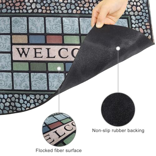 CHICHIC Rectangle Entrance Door Mat Large 24 x 36 Inch Entry Way High Traffic Area Doormat Front Door Rugs Outdoors Heavy Duty Welcome Mat, Non Slip Rubber Back Low Profile for Garage