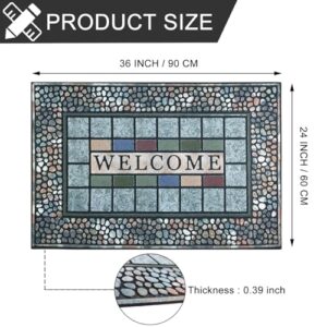 CHICHIC Rectangle Entrance Door Mat Large 24 x 36 Inch Entry Way High Traffic Area Doormat Front Door Rugs Outdoors Heavy Duty Welcome Mat, Non Slip Rubber Back Low Profile for Garage