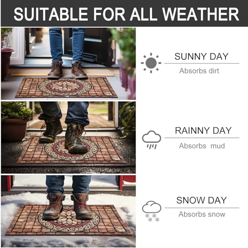 CHICHIC Rectangle Entrance Door Mat Large 24 x 36 Inch High Traffic Area Entry Way Doormat Front Door Rugs Outdoors Heavy Duty Welcome Mat, Non Slip Rubber Back Low Profile for Garage