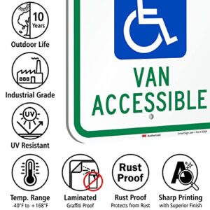 SmartSign 18 x 12 inch “Reserved Parking - Van Accessible” Handicapped Parking Metal Sign, 63 mil Aluminum, 3M Laminated Engineer Grade Reflective Material, Green, Blue and White