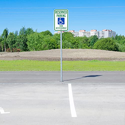 SmartSign 18 x 12 inch “Reserved Parking - Van Accessible” Handicapped Parking Metal Sign, 63 mil Aluminum, 3M Laminated Engineer Grade Reflective Material, Green, Blue and White