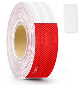 dirza reflective safety tape 2 inch x 151 feet dot-c2 waterproof red/white adhesive conspicuity reflective tape for trailers,cars,vehicles,boats,signs,warning