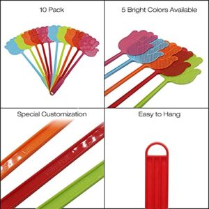 ValueHall 10 Pack Fly Swatter Multi-Colors Plastic Handle V7023