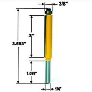 Emivery 1pc Extra Long Flush Trim Router Bit 1/4" Shank x 3/8" Cutting Diameter x 2" Height For Woodworking Milling Cutter,Top and Bottom Bearing