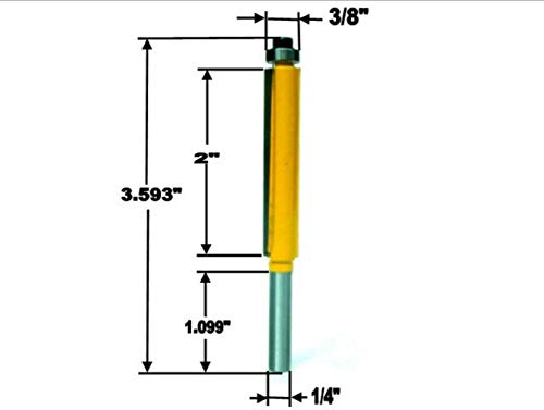 Emivery 1pc Extra Long Flush Trim Router Bit 1/4" Shank x 3/8" Cutting Diameter x 2" Height For Woodworking Milling Cutter,Top and Bottom Bearing