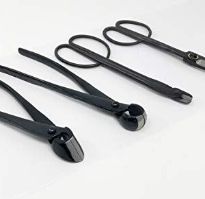 U-nitt 4-pc Bonsai Tool Set/House Plant Shears Black Carbon Steel: Concave Cutter; Knob Cutter; Wire Cutter; Basic Shears: in a Leather Case