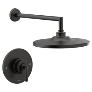 moen ts22002epbl arris posi-temp pressure balancing modern shower trim kit with 10-inch eco-performance rainshower, valve required, matte black