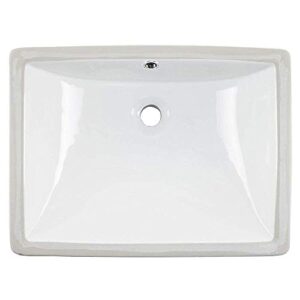 friho 18.5''x13.8''x7.9'' modern sleek rectangular undermount vanity sink porcelain ceramic lavatory bathroom sink, white with overflow