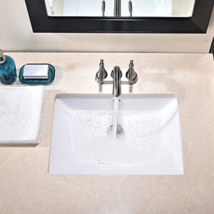 Friho 18.5''x13.8''x7.9'' Modern Sleek Rectangular Undermount Vanity Sink Porcelain Ceramic Lavatory Bathroom Sink, White with Overflow