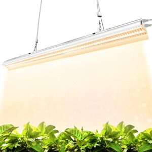 monios-l t5 led grow light, 4ft full spectrum sunlight replacement, 60w high output integrated fixture with rope hanger for indoor plants, hydroponics, seedling, growing, blooming