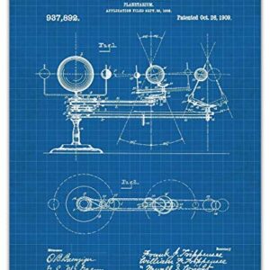 Vintage NASA Blueprint Patent Print, Set of 4, 8x10 Aesthetic Wall Posters and Unique Art Prints Picture for Bathroom, Home, Man Cave, Dorm, Office & Bar Wall Decor Poster