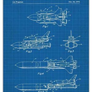 Vintage NASA Blueprint Patent Print, Set of 4, 8x10 Aesthetic Wall Posters and Unique Art Prints Picture for Bathroom, Home, Man Cave, Dorm, Office & Bar Wall Decor Poster