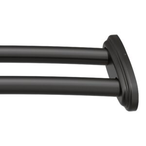 moen matte black adjustable 57 to 60-inch double curved shower rod, permanent wall mounted shower curtain rod, metal, dn2141bl