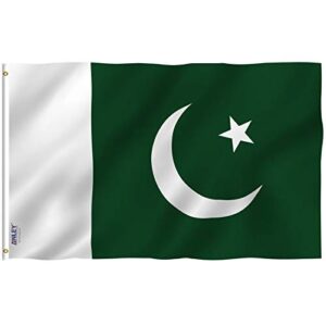 anley fly breeze 3x5 feet pakistan flag - vivid color and fade proof - canvas header and double stitched - republic of pakistan flags polyester with brass grommets 3 x 5 ft