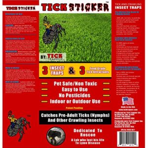 Tick Trapper Tick Sticker Flea, Tick, and Insect Trap - Non-Toxic and Easy to Use - Patent Pending Tick Attractant, Sticky Glue Traps Crawling Insects (Pack of 3)