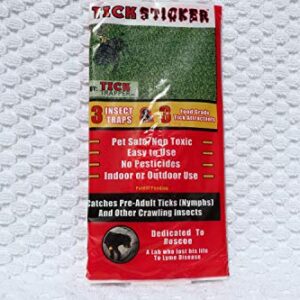 Tick Trapper Tick Sticker Flea, Tick, and Insect Trap - Non-Toxic and Easy to Use - Patent Pending Tick Attractant, Sticky Glue Traps Crawling Insects (Pack of 3)