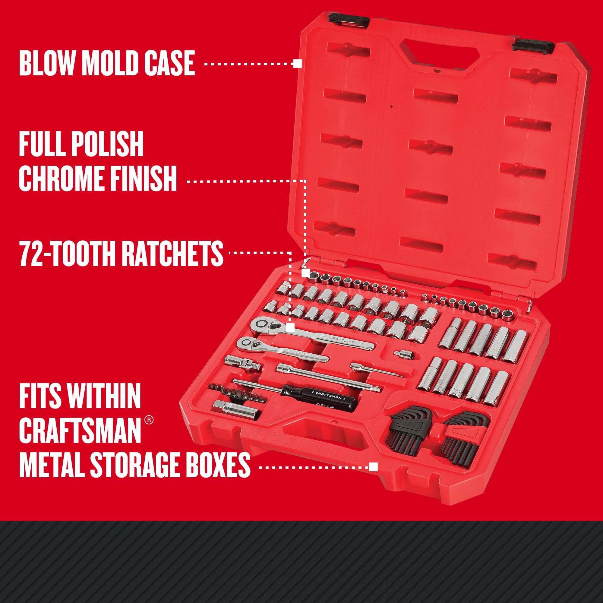 CRAFTSMAN Mechanics Tool Set, SAE/Metric, 1/4-Inch Drive, 83-Piece (CMMT12021)