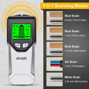 Stud Finder Wall Scanner - 5 in 1 Stud Finder Tool with Intelligent Microprocessor Chip and HD LCD Display, Stud Detector Beam Finders for the Center and Edge of Wood AC Wire Metal Studs Joist Pipe