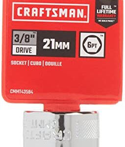 CRAFTSMAN Shallow Socket, Metric, 3/8-Inch Drive, 21mm, 6-Point (CMMT43584)