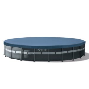 Intex Ultra Frame 26' x 52" Round Above Ground Outdoor Swimming Pool Set with 2100 GPH Sand Filter Pump, Ground Cloth, Ladder, and Pool Cover