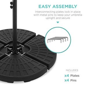 Best Choice Products 4-Piece 158lb Capacity Cantilever Offset Patio Umbrella Circular Base Stand w/Carry Handles, Easy-Fill Spouts, Base Connector Hooks, UV Stability - Black