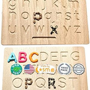 Montessori Pre Writing | Numbers | Print | Cursive | Alphabet Tracing Board with Wooden Pen