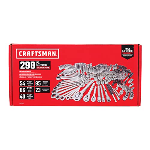 CRAFTSMAN Mechanics Tool Set, SAE and Metric, 1/2, 1/4, and 3/8 Drive Sizes, 298-Piece (CMMT12039)