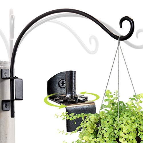 Qiang Ni Swivel Plant Hanger Bracket: 16-Inch Bird Feeder Hanger for Outdoor Wall Mount - Heavy-Duty Outside Plant Hook for Hanging Flower Baskets