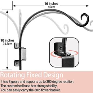 Qiang Ni Swivel Plant Hanger Bracket: 16-Inch Bird Feeder Hanger for Outdoor Wall Mount - Heavy-Duty Outside Plant Hook for Hanging Flower Baskets