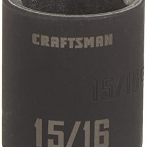 CRAFTSMAN Shallow Impact Socket, SAE, 1/2 Inch Drive, 15/16 Inch, 6 Point (CMMT15857)