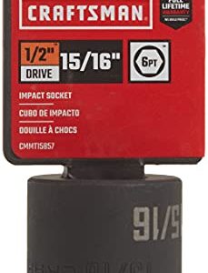 CRAFTSMAN Shallow Impact Socket, SAE, 1/2 Inch Drive, 15/16 Inch, 6 Point (CMMT15857)