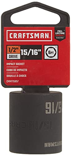 CRAFTSMAN Shallow Impact Socket, SAE, 1/2 Inch Drive, 15/16 Inch, 6 Point (CMMT15857)