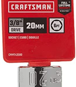 CRAFTSMAN Shallow Socket, Metric, 3/8-Inch Drive, 20mm, 6-Point (CMMT43580)