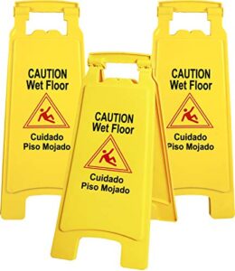 galashield wet floor sign 3 pack 2-sided safety yellow warning signs commercial 26" caution wet floor signs
