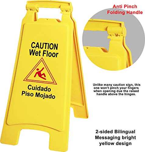 Galashield Wet Floor Sign 3 Pack 2-Sided Safety Yellow Warning Signs Commercial 26" Caution Wet Floor Signs