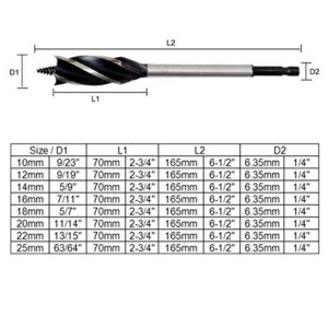 Woodworking Auger Drill Bit Sets, 8Pcs High Carbon Steel Wood Boring Bits Long 4 Flute Cut Drilling Tool Wood Hole Cutter for Wood Door Lock 9/23, 9/19, 5/9, 7/11, 5/7, 11/14, 13/15, 63/64-IN