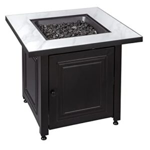 Endless Summer, The Bristol, Square 30" Outdoor Propane Fire Pit, Includes Black Fire Glass, Table Insert, & Protective Cover