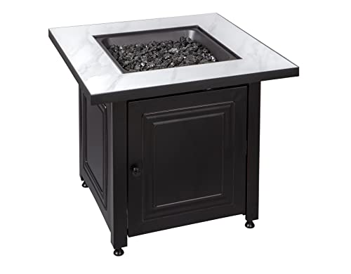 Endless Summer, The Bristol, Square 30" Outdoor Propane Fire Pit, Includes Black Fire Glass, Table Insert, & Protective Cover