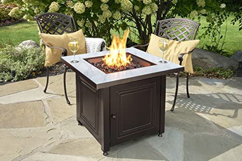 Endless Summer, The Bristol, Square 30" Outdoor Propane Fire Pit, Includes Black Fire Glass, Table Insert, & Protective Cover