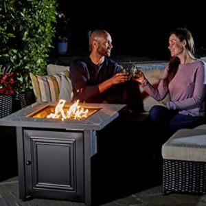 Endless Summer, The Bristol, Square 30" Outdoor Propane Fire Pit, Includes Black Fire Glass, Table Insert, & Protective Cover