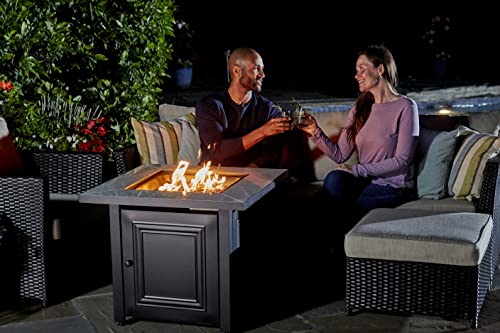 Endless Summer, The Bristol, Square 30" Outdoor Propane Fire Pit, Includes Black Fire Glass, Table Insert, & Protective Cover