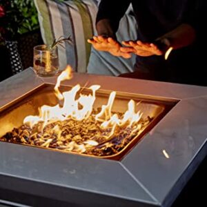 Endless Summer, The Bristol, Square 30" Outdoor Propane Fire Pit, Includes Black Fire Glass, Table Insert, & Protective Cover