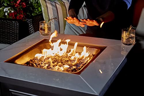 Endless Summer, The Bristol, Square 30" Outdoor Propane Fire Pit, Includes Black Fire Glass, Table Insert, & Protective Cover