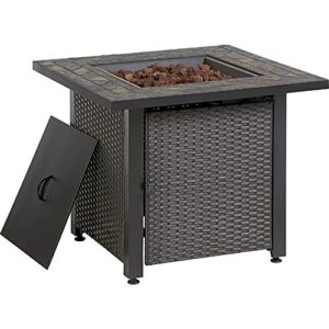 endless summer 30-in w 50000-btu grey tabletop steel propane gas fire table