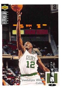 1995-96 upper deck collector's choice european stickers basketball #163 dominique wilkins boston celtics 2 1/4 inch wide by 3 1/4 inch high album sticker