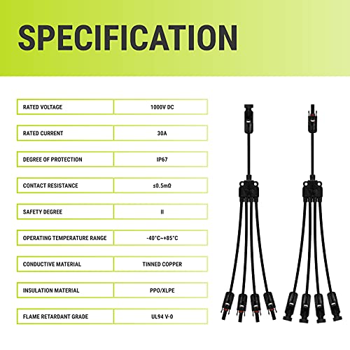 Newpowa Parallel Branch Connector 4-1 Cable for Solar Panel (M/FFFF and MMMM/F)